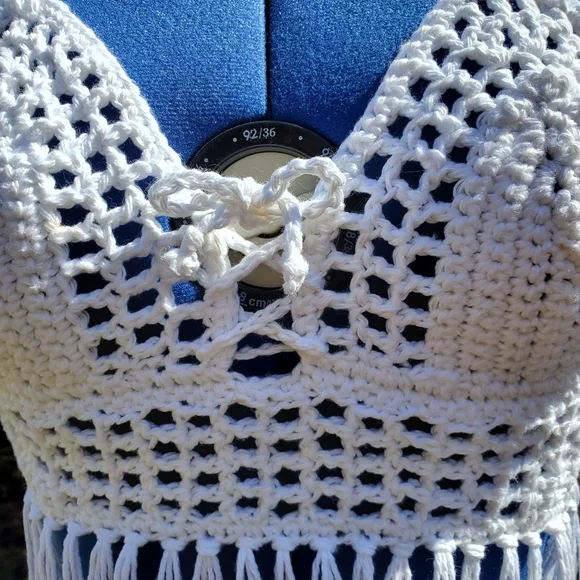 Summer Crochet Halter Cotton Festival Top - Picture 2 of 7